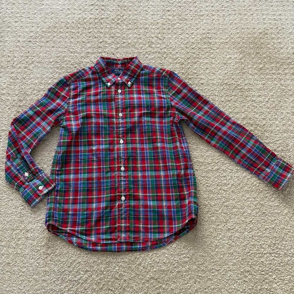 Boys Polo Ralph Lauren Plaid Cotton Poplin Shirt